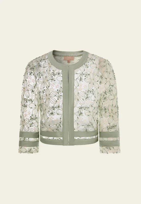 Contrasting-trim Mesh Jacket