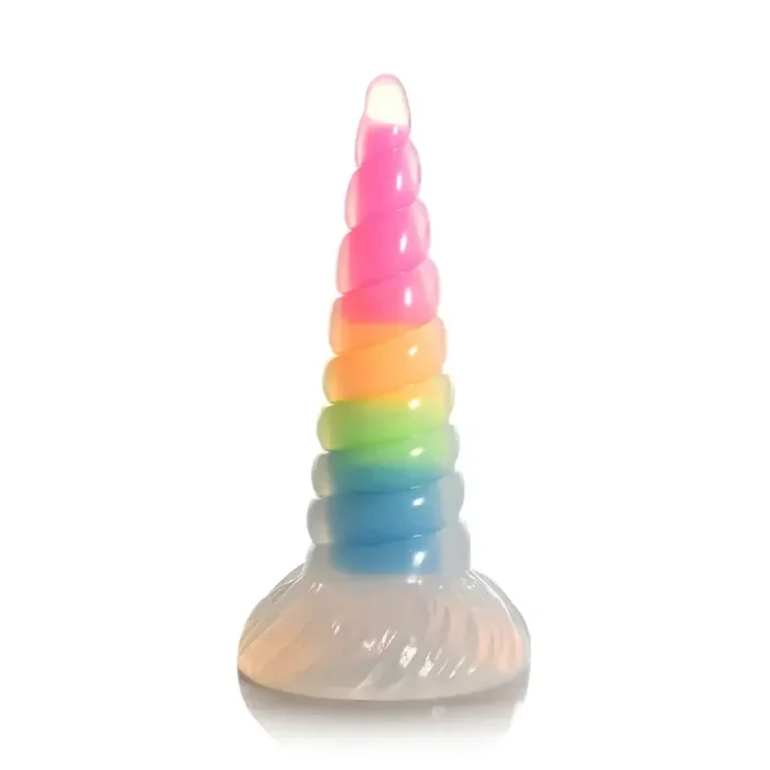 Creature Cocks Uni-Glow Glow-In-The-Dark Rainbow Silicone Dildo