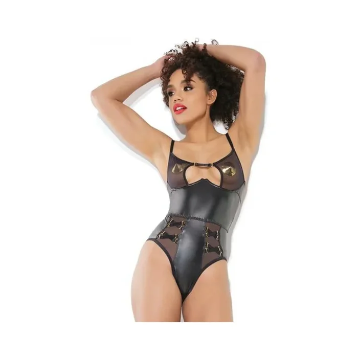 Crotchless Teddy Black Medium Hanging