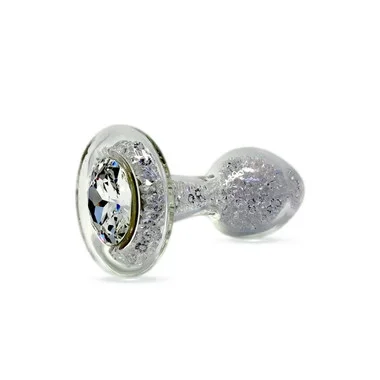 Crystal Delights Sparkle Clear Glass Butt Plug with Clear Crystals & Gem