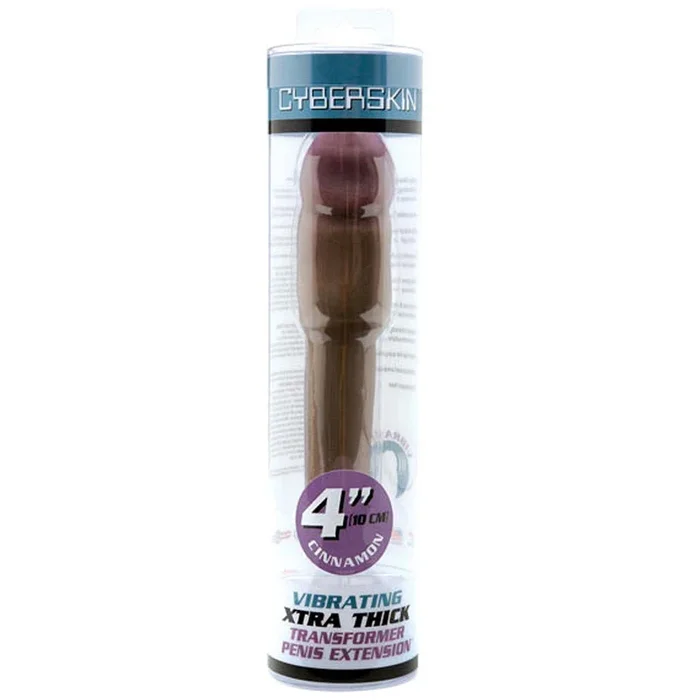 CyberSkin 4 inch Xtra Thick Vibrating Transformer Penis Extension Dark