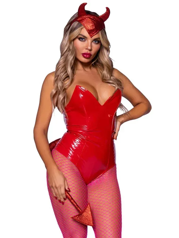 Devil Horns Headband and Tail Set – Red
