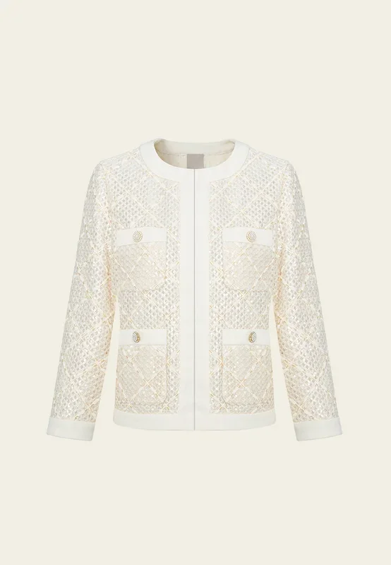 Diamond-pattern Pocketed Jacket