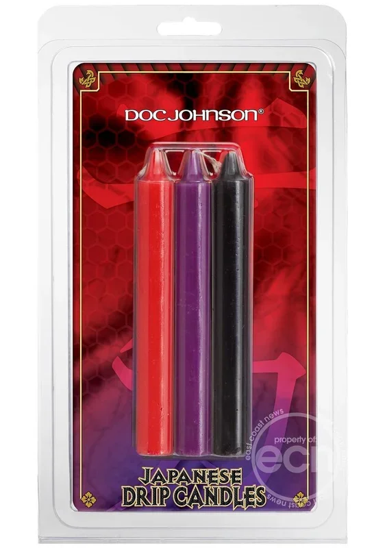 Doc Johnson Japanese Drip Candles 3Pk – Red/Black/Purple