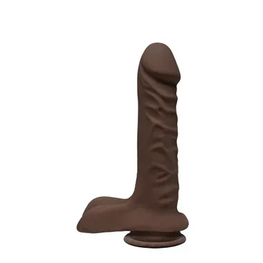 Doc Johnson The D Super D UltraSkyn 8 inch Dual Density Realistic Dong with Balls Chocolate