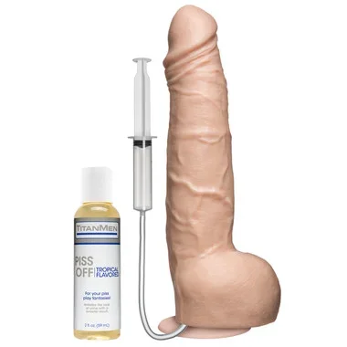 Doc Johnson TitanMen Piss-Off Squirting Vac-U-Lock Realistic Dildo with Suction Cup Vanilla
