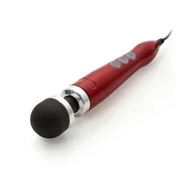 Doxy No 3 Candy Red Diecast Plug-In Vibrating Petite Wand Massager with Screw-On Head