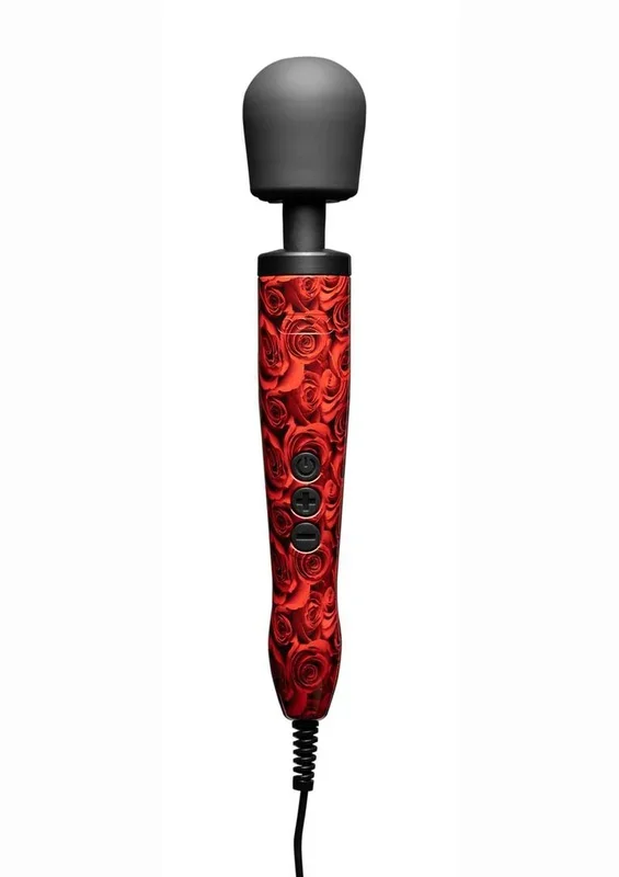 Doxy Original Wand Plug-In Body Massager – Rose Pattern Red/Black