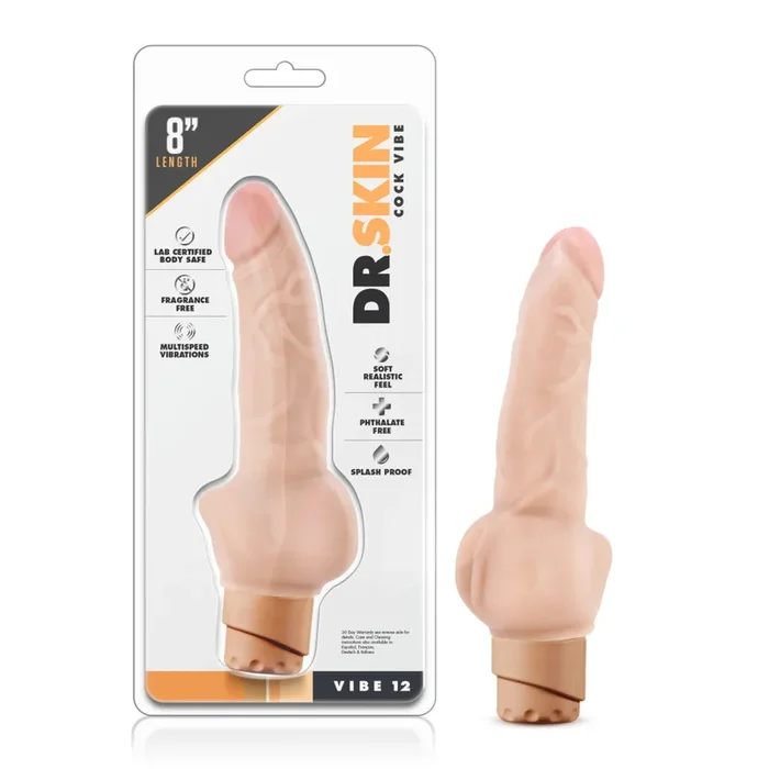 Dr. Skin By Blush® | Cock Vibe 12 Realistic Beige 8-Inch Long Vibrating Dildo
