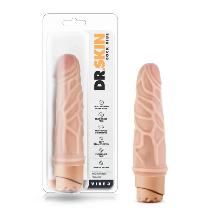 Dr. Skin By Blush® | Cock Vibe 3 Realistic Beige 7.25-Inch Long Vibrating Dildo