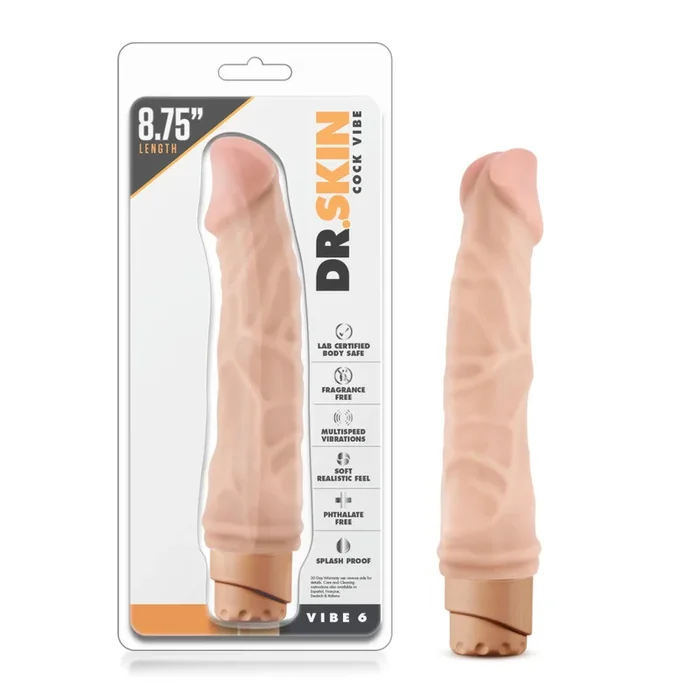 Dr. Skin By Blush® | Cock Vibe 6 Realistic Beige 9-Inch Long Vibrating Dildo