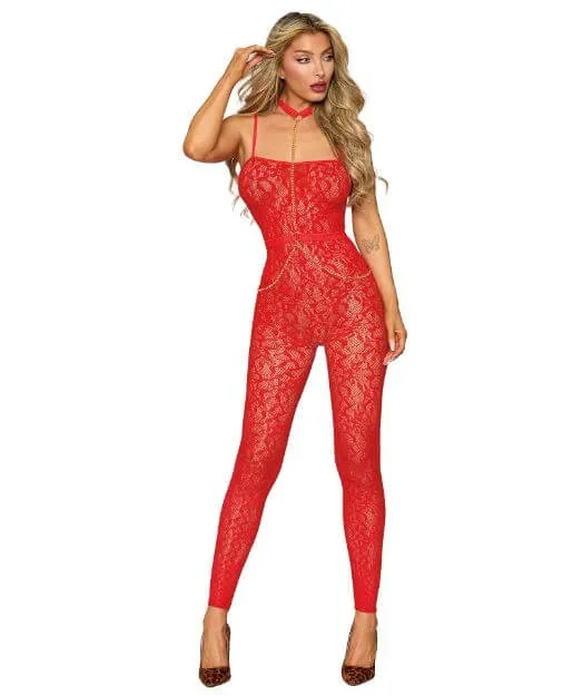 Dreamgirl Lingerie Bodystocking and Harness Poinsettia