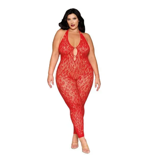 Dreamgirl Rhinestone Bodystocking Poinsettia Q/S