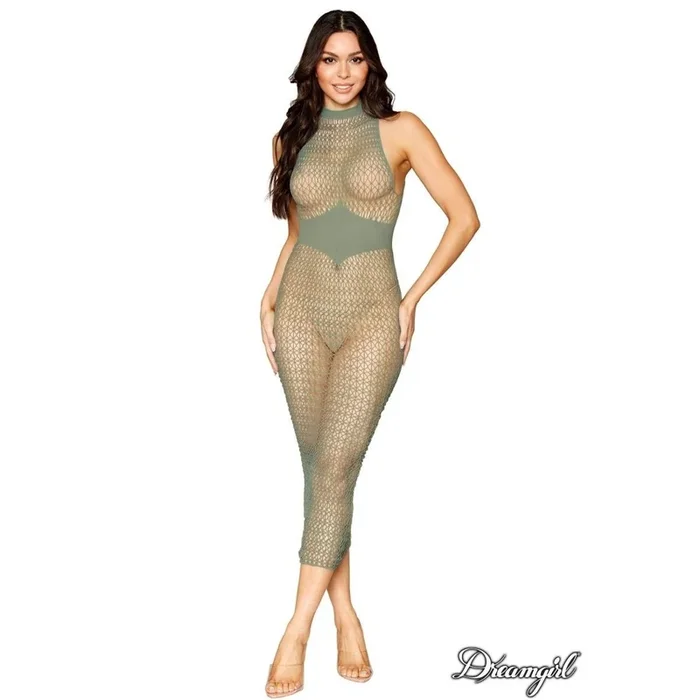 Dreamgirl Sage Geometric Net Gown OS