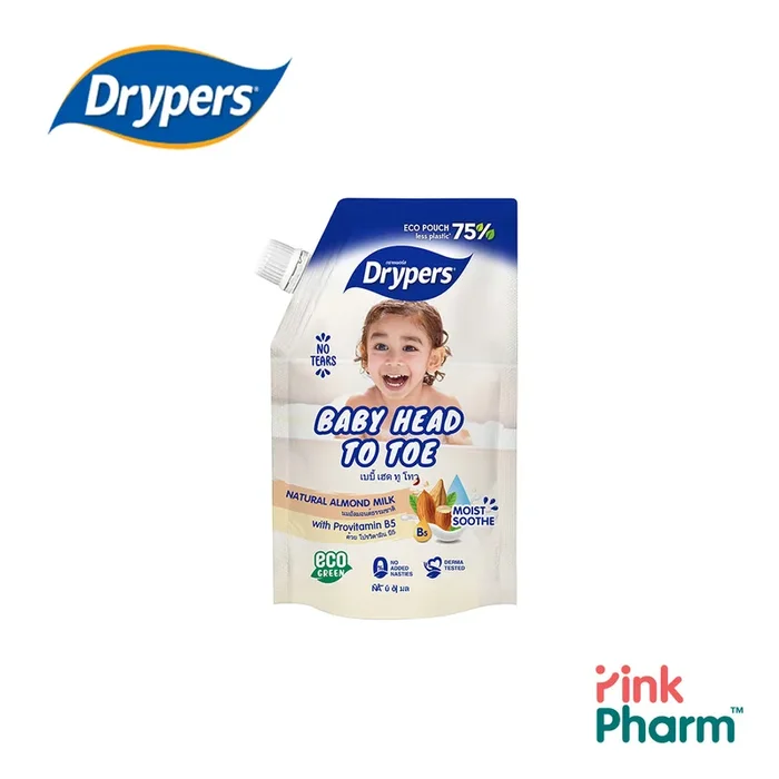 Drypers Baby Head to Toe Almond Milk – 450ml (Refill Pack)
