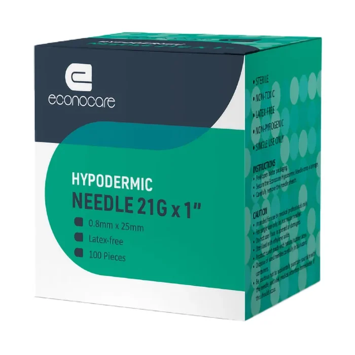 Econocare Needle 21g x 25mm Green 100 Pack