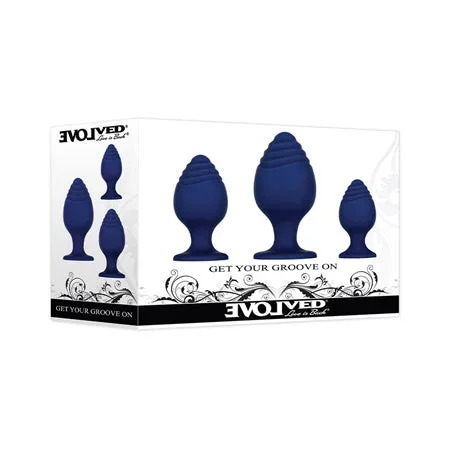 Evolved Get Your Groove on 3 pc Silicone Anal Plug Set – Blue