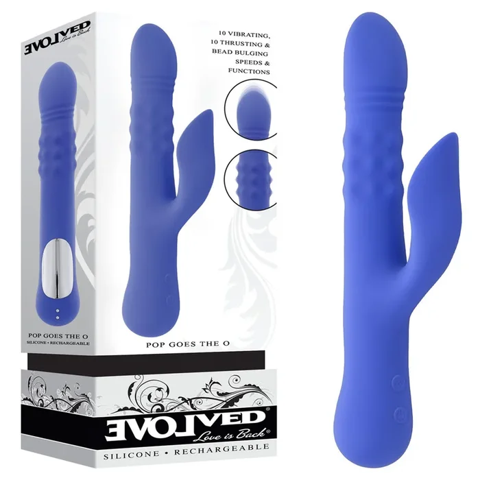 Evolved POP GOES THE O – Purple 24.7 cm USB Rechargeable Thrusting & Bulging Rabbit Vibrator