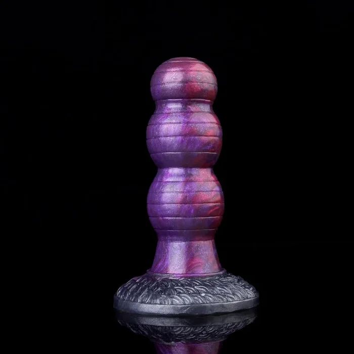 Fantasy Beaded Purple Silicone Small Dildo – Dual Density Anal Butt Plug Sex Toys for Women