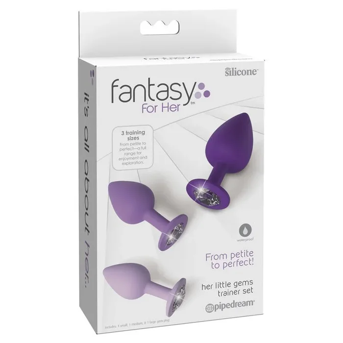 Fantasy For Her Little Gems Trainer Set – Purple Butt Plugs with Jewel Bases – Set of 3 Sizes