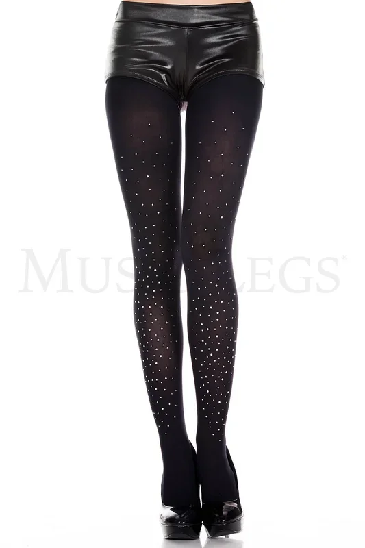 FAUX RHINESTONES SPANDEX PANTYHOSE – BLACK