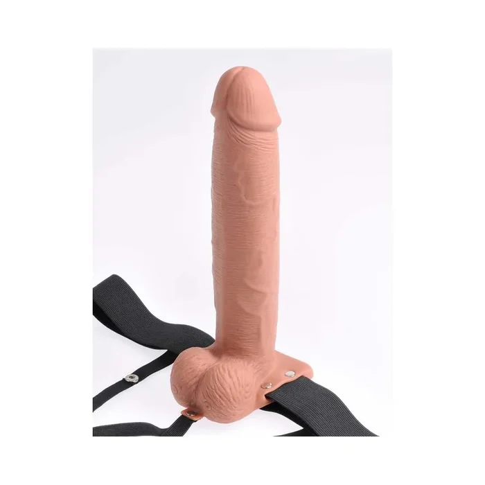 Fetish Fantasy Series 10 Hollow Rechargeable Strap-on With Remote – Tan