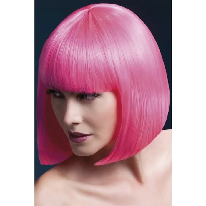 Fever Smiffys Elise Wig Sleek Bob With Fringe-Pink 13″