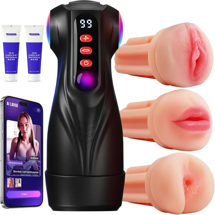 FFM Fantasy (You + me + ? ? @her!) Sucking, Vibrating & Edging AI Sync Masturbator with Three Textured Sleeves (Mouth, Vagina, Anal)