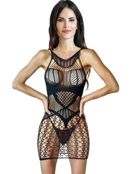 Flirty Fishnet Dress Lingerie Black