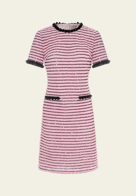 Frayed-detail Sequin-detail Stripped Dress