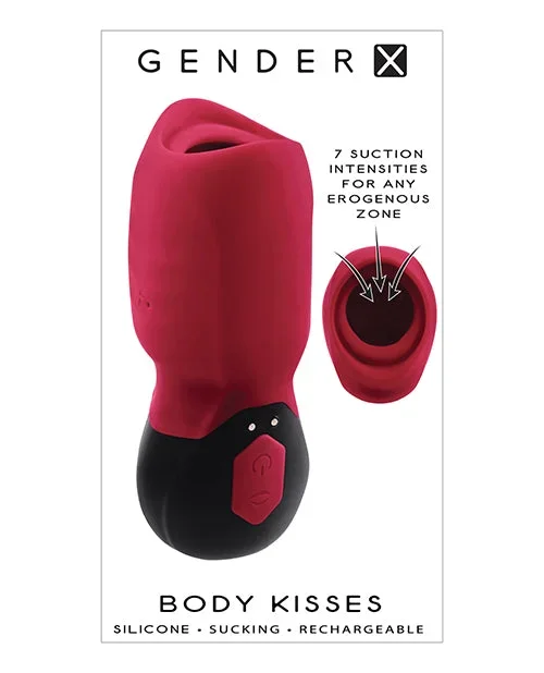Gender X Body Kisses Vibrating Suction Massager – Red/black