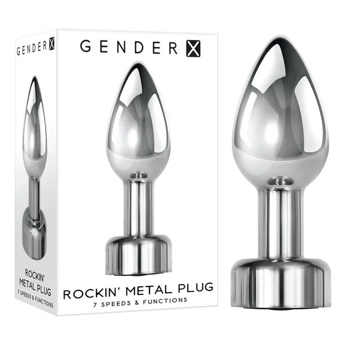Gender X ROCKIN’ METAL PLUG – Metallic 9.3 cm USB Rechargeable Butt Plug