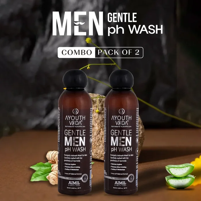 Gentle-Men pH Wash with pH balanced formula.180ml (Pack of 2)