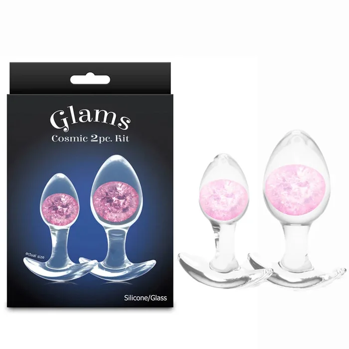Glams Cosmic 2pc Kit – Clear/Pink Butt Plugs – Set of 2 Sizes