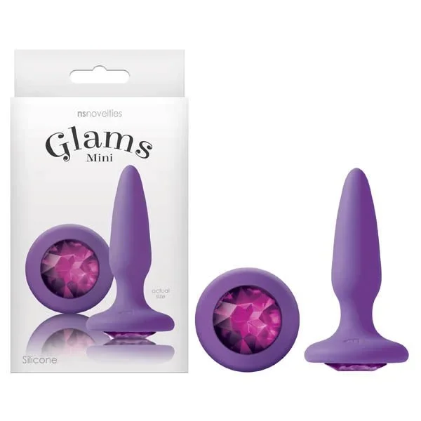 Glams Mini – Purple 8.4 cm (3.3”) Butt Plug with Sparkling Gem