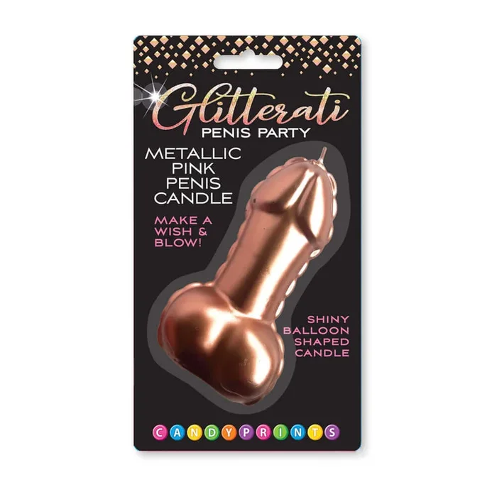 Glitterati Metallic Pink/Rose Gold Penis Candle 10 cm