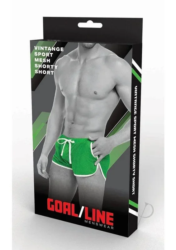 Goal Line Side Split Mesh Booty Shorts Green Large XLarge