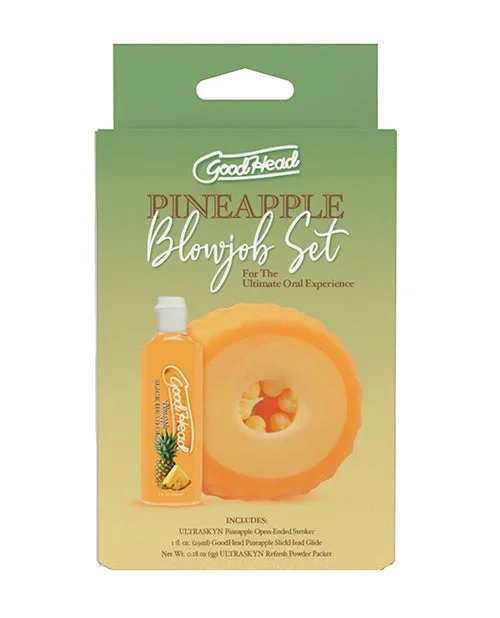 GoodHead Pineapple Blowjob Set Includes Stroker & Slick Head Glide – 1 oz Bottle Pineapple