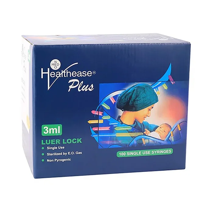 Healthease Syringes 3ml 3part Luer Lock 100 Pack