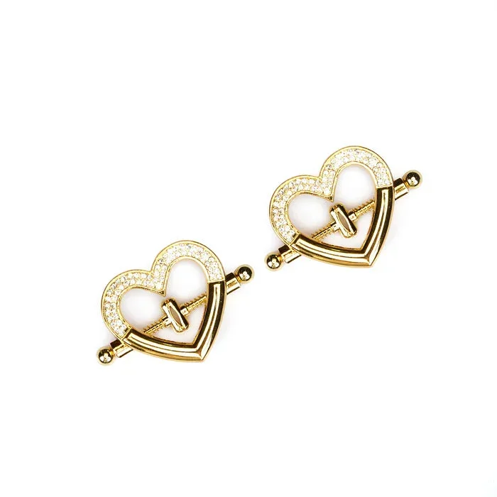 Heart-Shaped Nipple Clamps with Rhinestones