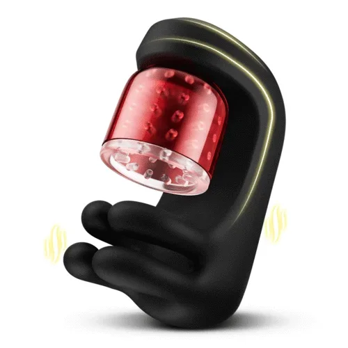 Hellofuntoys Finger 2.0 Penis Vibrators – 9 Vibration 9 Pinch & 9 Rotation Glans Trainer