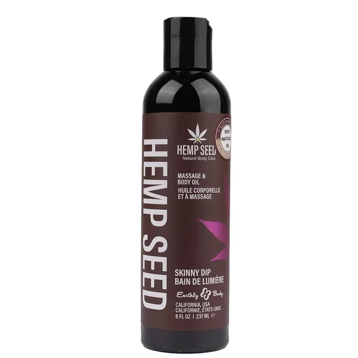 Hemp Seed Massage & Body Oil – Skinny Dip (Vanilla & Fairy Floss) Scented – 237 ml Bottle