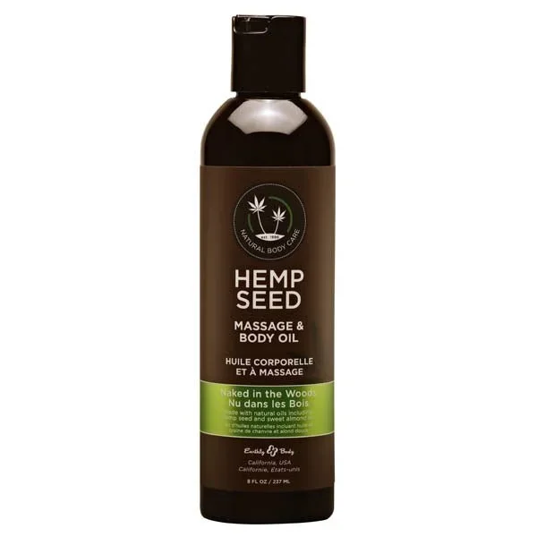 Hemp Seed Massage Body Oil – Naked In The Woods (White Tea & Ginger) Scented – 237 ml Bottle