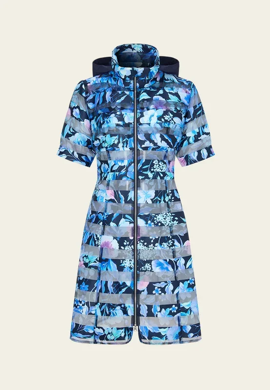 Hooded Mesh-trim Stripped Jacket