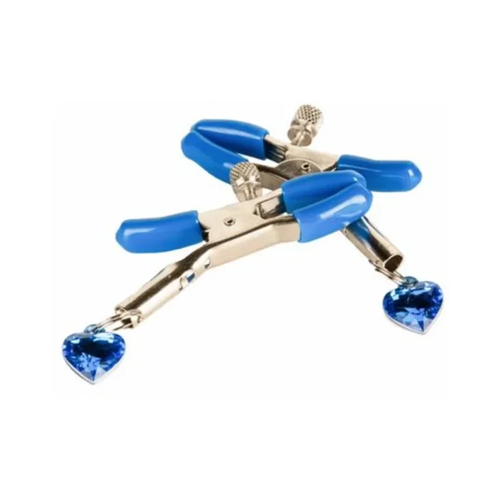 I’ll Never Let Go Nipple Clamps Heart Charms Blue