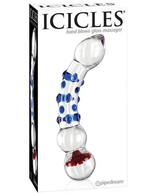 Icicles No. 18 Hand Blown Glass Massager Blue Knobs