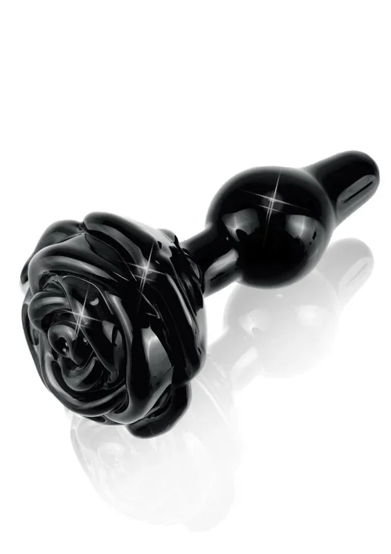 Icicles No 77 Glass Anal Plug Black 2.4 Inch