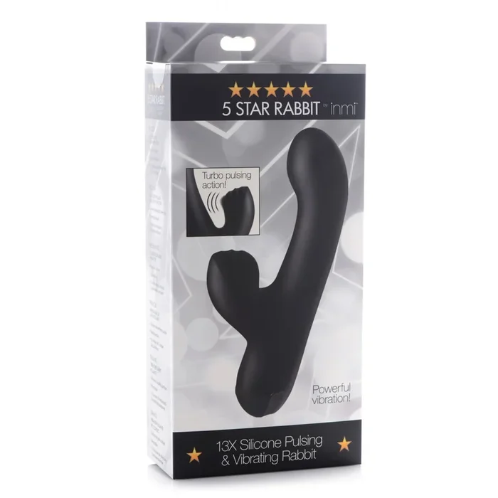 Inmi – 5 Star 13X Silicone Pulsing and Vibrating Rabbit – Black