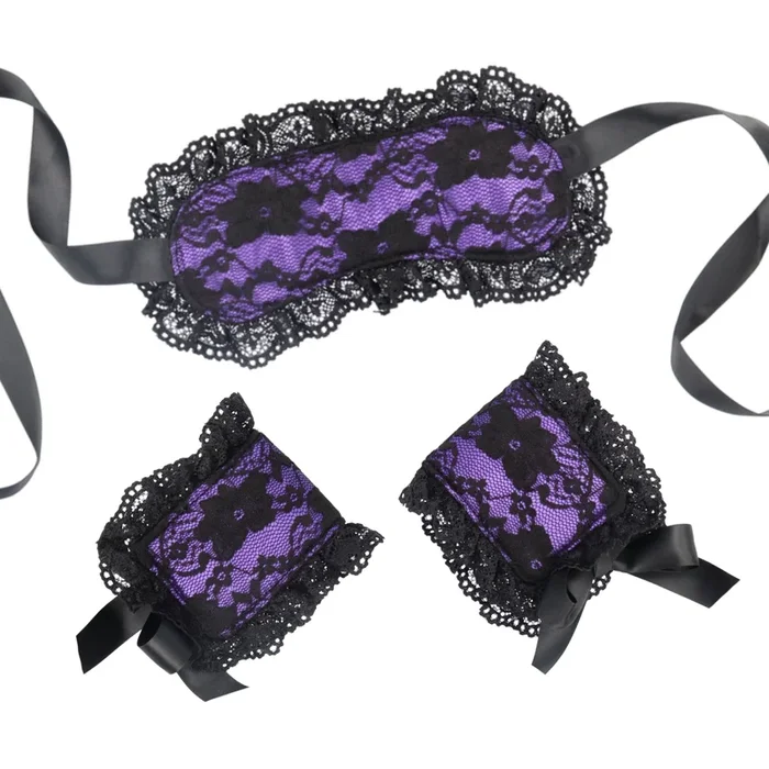 Intimate Bondage Kit For Couples – Silk Lace Blindfold & Cuff Set