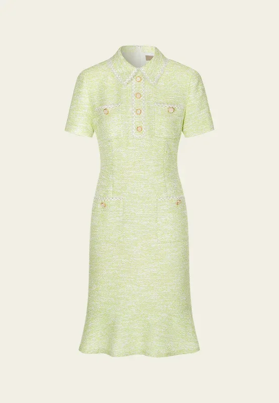 Jacquard Lurex Lace-detail Patch-pocket Dress